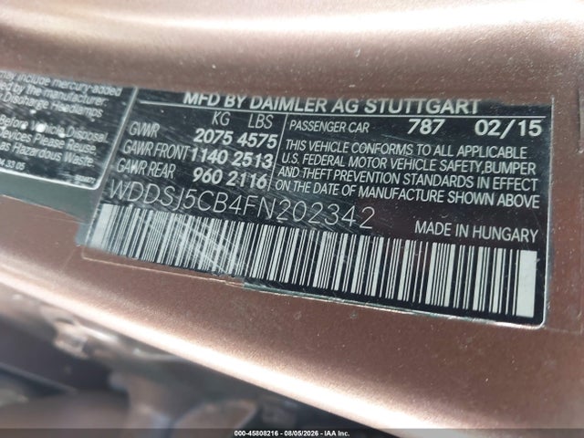 Aukcja sprzedaży 2015 Mercedes-benz Cla 45 Amg 4matic, vin: WDDSJ5CB4FN202342, numer aukcji: 45808216