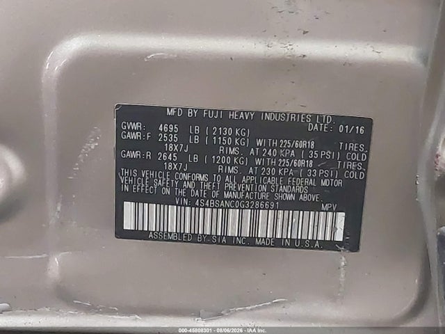 Продажа на аукционе авто 2016 Subaru Outback 2.5i Limited, vin: 4S4BSANC0G3286691, номер лота: 45808301