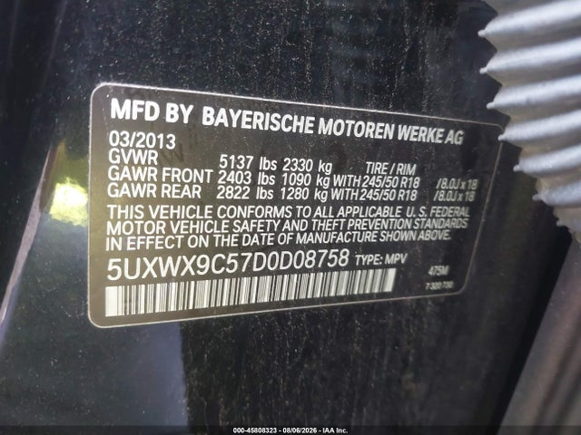 Продаж на аукціоні авто 2013 Bmw X3 Xdrive28i, vin: 5UXWX9C57D0D08758, номер лоту: 45808323