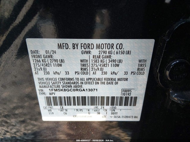 Ford Explorer St 2024 1FM5K8GC0RGA13071 Image 9