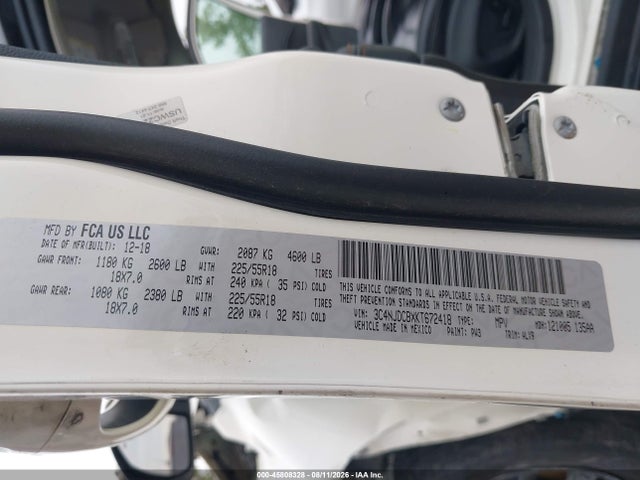 45808328 :رقم المزاد ، 3C4NJDCBXKT672418 vin ، 2019 Jeep Compass Limited 4x4 مزاد بيع