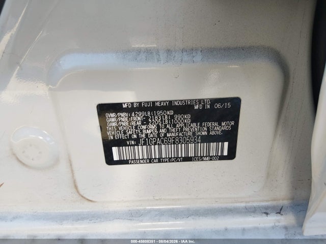 Subaru Impreza 2.0i Premium 2015 JF1GPAC69F8305934 Image 9