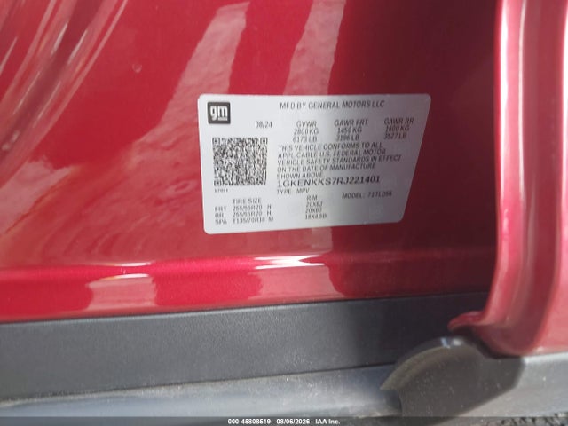 45808519 :رقم المزاد ، 1GKENKKS7RJ221401 vin ، 2024 Gmc Acadia Fwd Elevation مزاد بيع