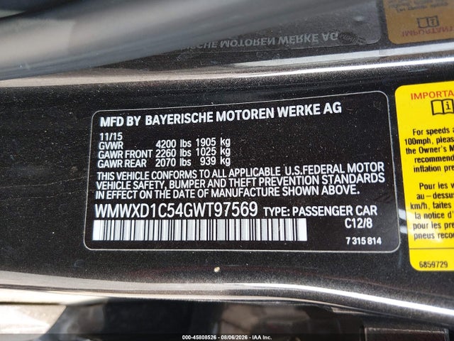 45808526 :رقم المزاد ، WMWXD1C54GWT97569 vin ، 2016 Mini Countryman John Cooper Works مزاد بيع