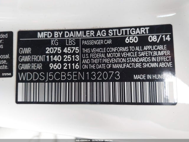 Aukcja sprzedaży 2014 Mercedes-benz Cla 45 Amg 4matic, vin: WDDSJ5CB5EN132073, numer aukcji: 45808534