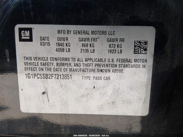 Chevrolet Cruze 1lt Auto 2015 1G1PC5SB2F7213851 Image 9