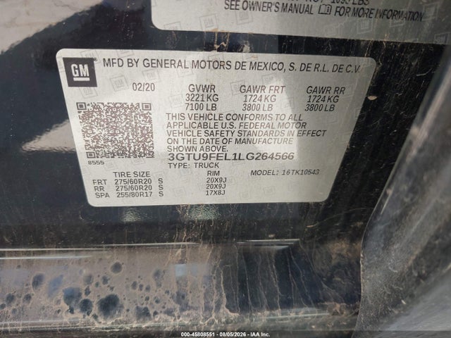 Продаж на аукціоні авто 2020 Gmc Sierra 1500 4wd  Short Box Denali, vin: 3GTU9FEL1LG264566, номер лоту: 45808551