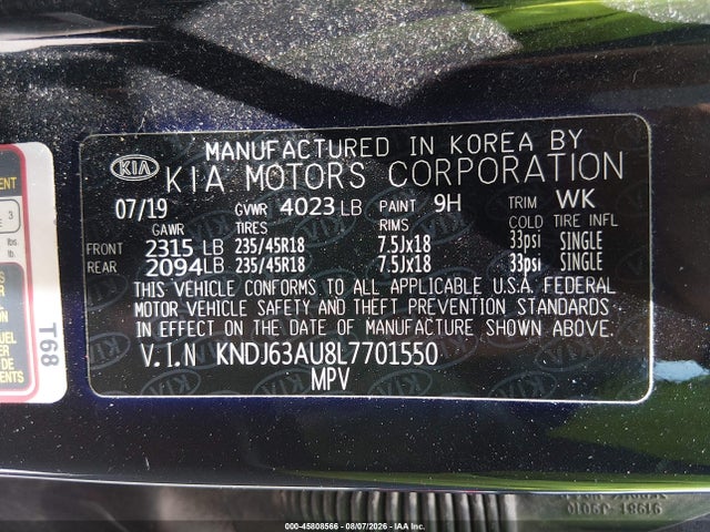 Aukcja sprzedaży 2020 Kia Soul Gt-line, vin: KNDJ63AU8L7701550, numer aukcji: 45808566
