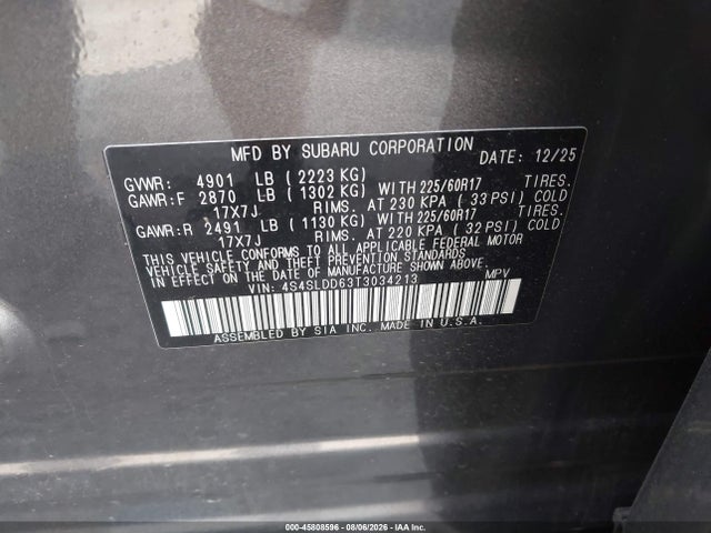 Продажа на аукционе авто 2026 Subaru Forester Premium, vin: 4S4SLDD63T3034213, номер лота: 45808596
