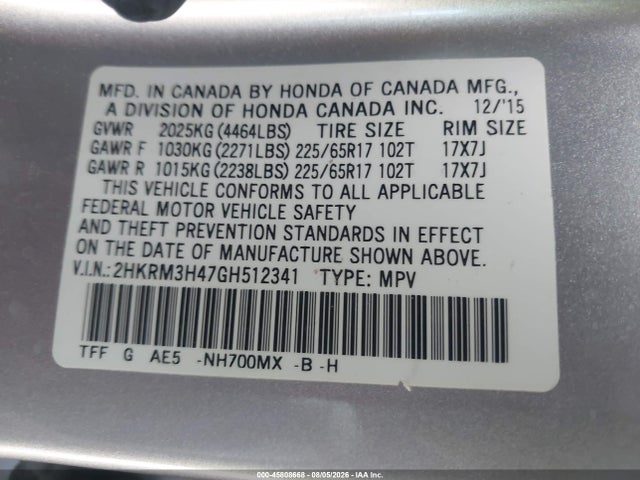 Honda CR-V SE 2016 2HKRM3H47GH512341 Image 9