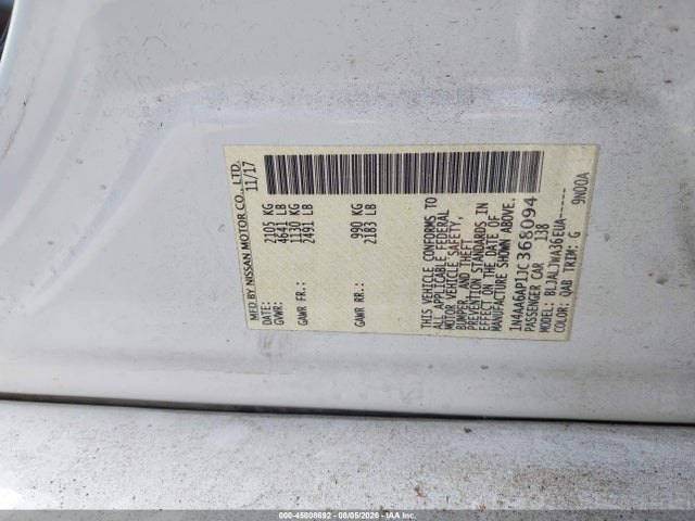 Nissan Maxima 3.5 Sv 2018 1N4AA6AP1JC368094 Image 9