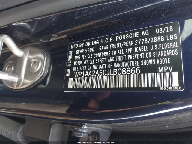 Aukcja sprzedaży 2018 Porsche Macan, vin: WP1AA2A50JLB08866, numer aukcji: 45808724