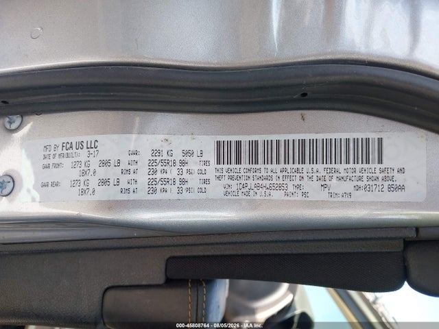 45808764 :رقم المزاد ، 1C4PJLAB4HW652853 vin ، 2017 Jeep Cherokee Altitude مزاد بيع