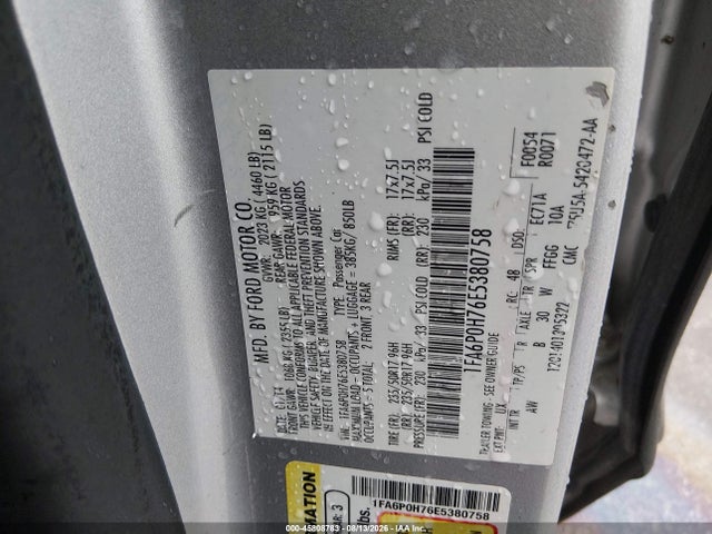 2014 Ford Fusion Se მანქანა იყიდება აუქციონზე, vin: 1FA6P0H76E5380758, აუქციონის ნომერი: 45808783