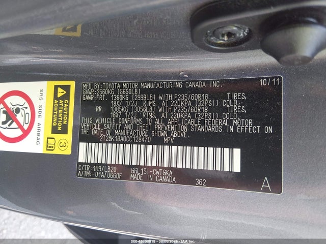 Продажа на аукционе авто 2012 Lexus Rx 350, vin: 2T2BK1BA0CC128470, номер лота: 45808818