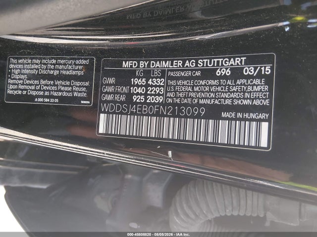 WDDSJ4EB0FN213099 Mercedes-Benz CLA 250