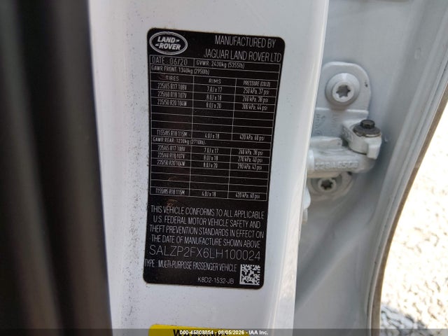 SALZP2FX6LH100024 Land Rover Range Rover Evoque Se