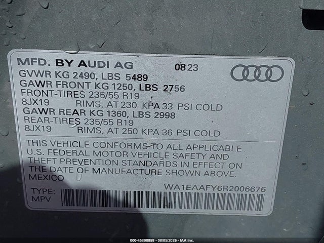 Aukcja sprzedaży 2024 Audi Q5 Premium Plus 45 Tfsi S Line Quattro, vin: WA1EAAFY6R2006676, numer aukcji: 45808858
