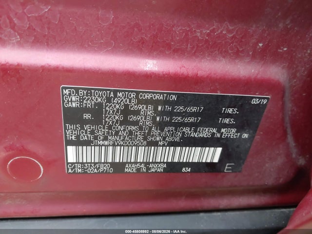 Toyota RAV4 LE 2019 JTMMWRFV9KD009508 Image 9