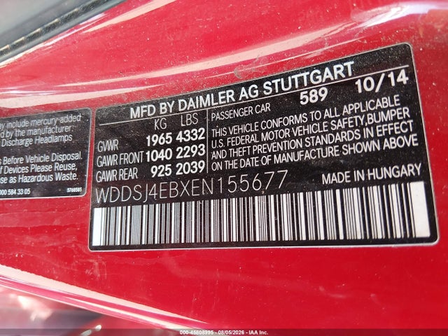 Mercedes-Benz CLA 250 2014 WDDSJ4EBXEN155677 Image 9