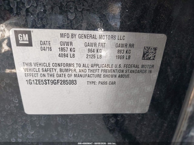 Chevrolet MALIBU 1LT 2016 1G1ZE5ST9GF285083 Image 9