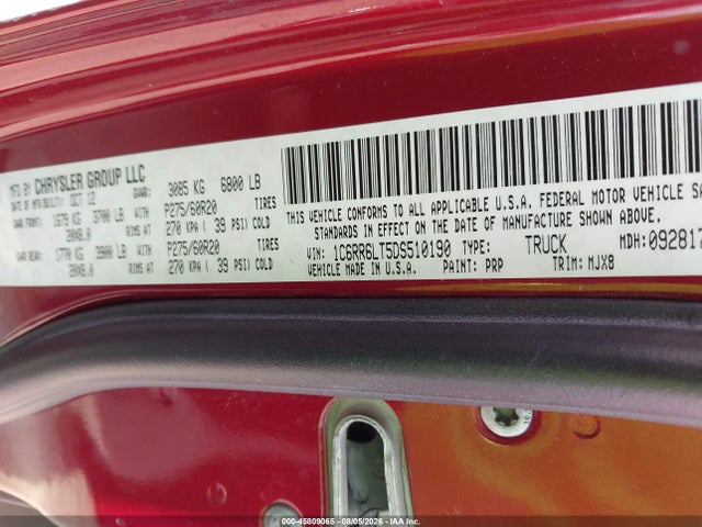 2013 Ram 1500 Lone Star მანქანა იყიდება აუქციონზე, vin: 1C6RR6LT5DS510190, აუქციონის ნომერი: 45809065