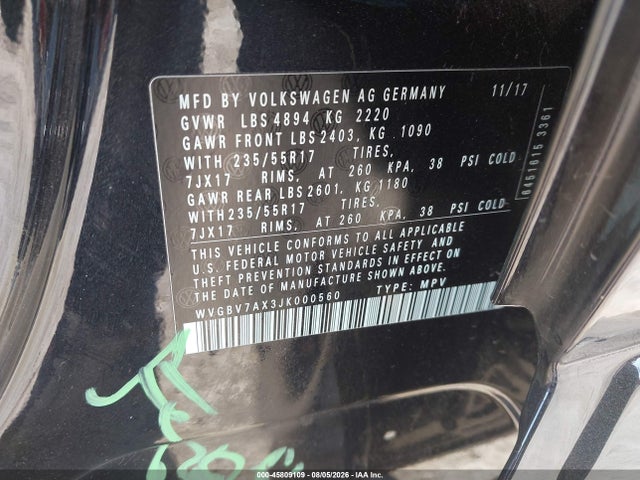 WVGBV7AX3JK000560 Volkswagen Tiguan Limited 2.0t