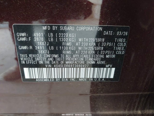 4S4SLDR69T3080427 Subaru Forester Limited