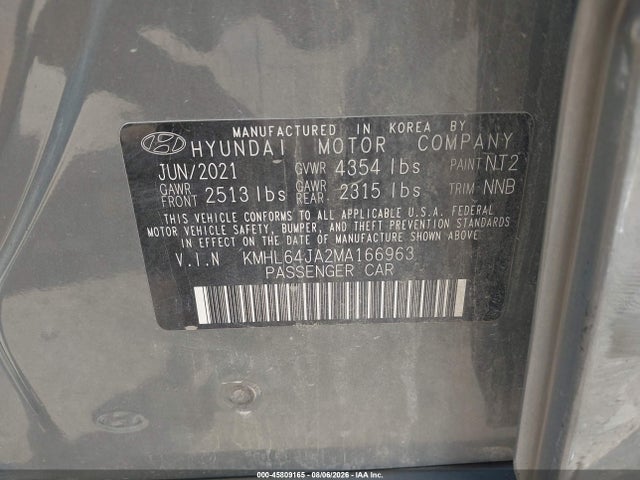 Продаж на аукціоні авто 2021 Hyundai Sonata Sel, vin: KMHL64JA2MA166963, номер лоту: 45809165