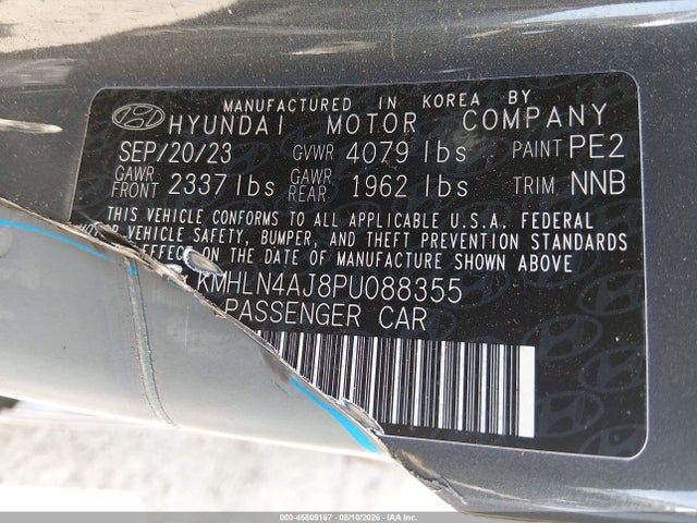 Aukcja sprzedaży 2023 Hyundai Elantra Hybrid Limited, vin: KMHLN4AJ8PU088355, numer aukcji: 45809167