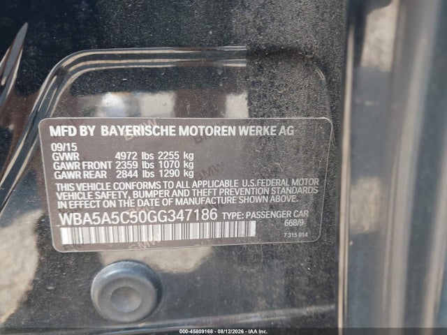 Продажа на аукционе авто 2016 Bmw 528i, vin: WBA5A5C50GG347186, номер лота: 45809168