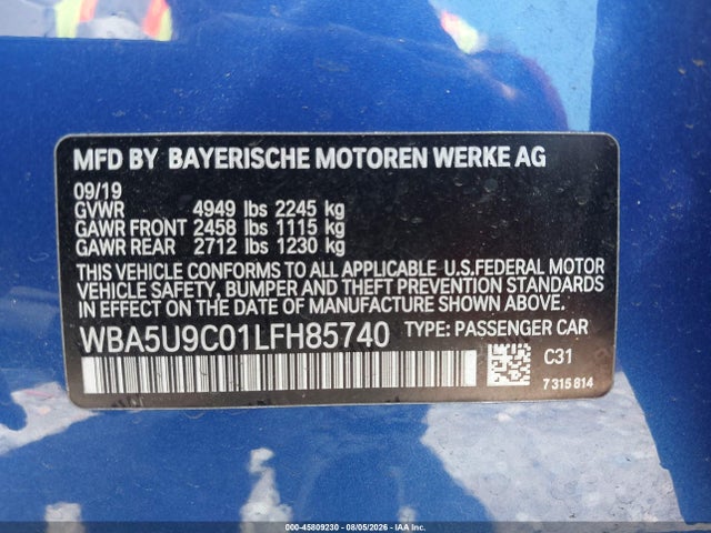 2020 Bmw M340i M340i Xdrive მანქანა იყიდება აუქციონზე, vin: WBA5U9C01LFH85740, აუქციონის ნომერი: 45809230