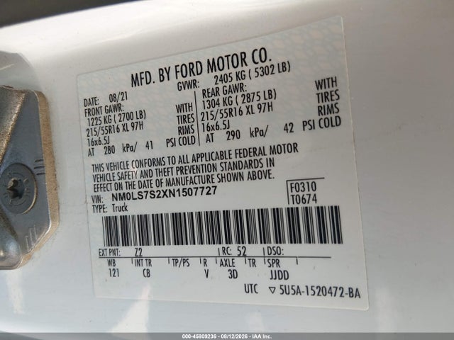 Ford Transit Connect Xl 2022 NM0LS7S2XN1507727 Image 9