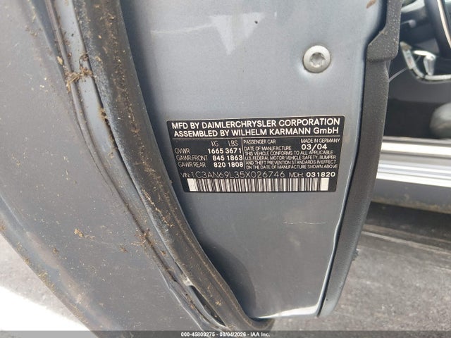 Aukcja sprzedaży 2005 Chrysler Crossfire Limited, vin: 1C3AN69L35X026746, numer aukcji: 45809275