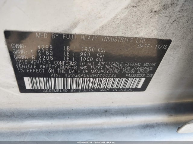 4S3GKAL68H3600239 Subaru Impreza 2.0i Sport