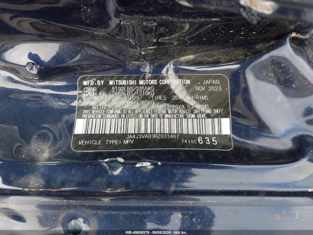 2024 Mitsubishi Outlander Se 2.5 2wd მანქანა იყიდება აუქციონზე, vin: JA4J3VA83RZ031467, აუქციონის ნომერი: 45809379