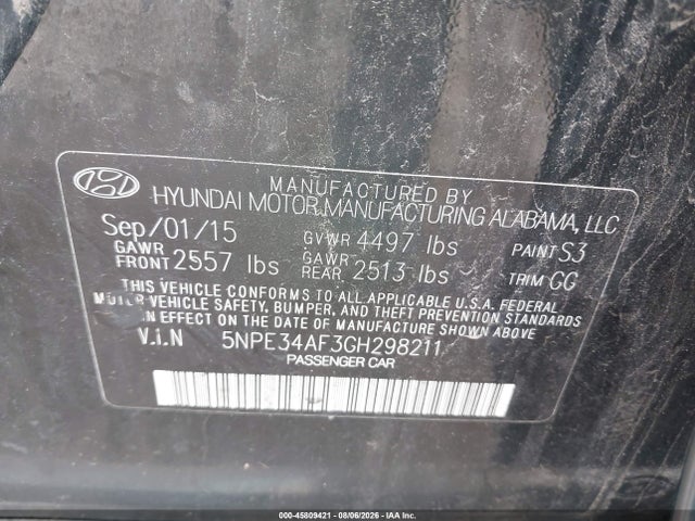 Продажа на аукционе авто 2016 Hyundai Sonata Limited, vin: 5NPE34AF3GH298211, номер лота: 45809421