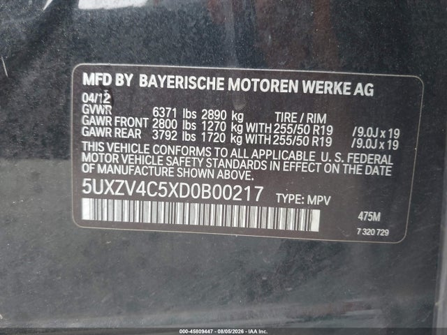 Продаж на аукціоні авто 2013 Bmw X5 Xdrive35i/xdrive35i Premium/xdrive35i Sport Activity, vin: 5UXZV4C5XD0B00217, номер лоту: 45809447