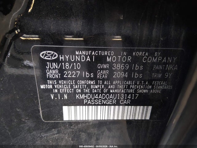 Продаж на аукціоні авто 2010 Hyundai Elantra Gls, vin: KMHDU4AD0AU131417, номер лоту: 45809492