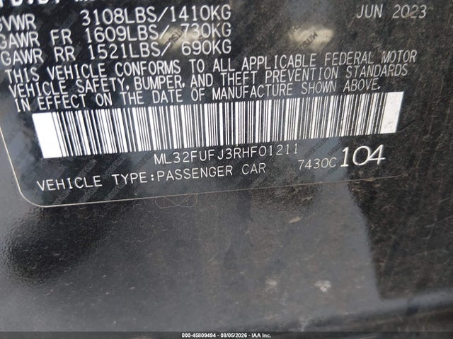 45809494 :رقم المزاد ، ML32FUFJ3RHF01211 vin ، 2024 Mitsubishi Mirage G4 Es مزاد بيع