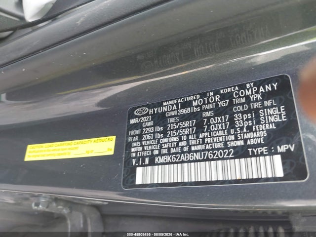Продаж на аукціоні авто 2022 Hyundai Kona Sel, vin: KM8K62AB6NU762022, номер лоту: 45809495
