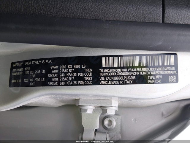 2020 Jeep Renegade Altitude 4x4 მანქანა იყიდება აუქციონზე, vin: ZACNJBBB8LPL33295, აუქციონის ნომერი: 45809521