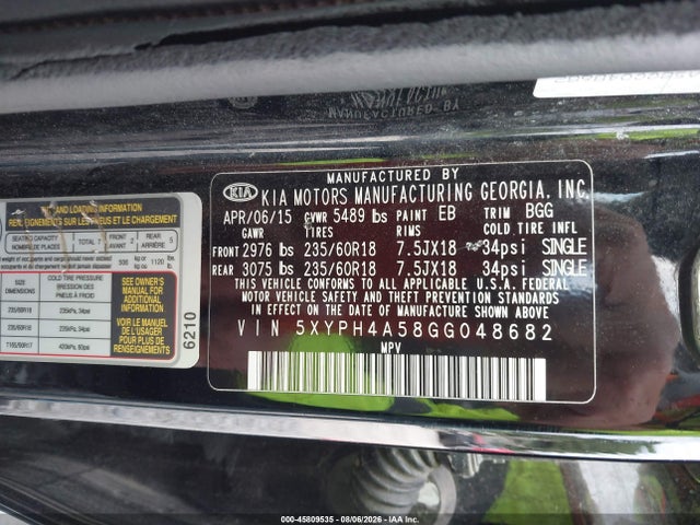 KIA Sorento 3.3l Ex 2016 5XYPH4A58GG048682 Image 9