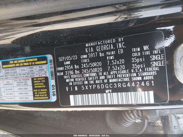 Aukcja sprzedaży 2024 Kia Telluride S, vin: 5XYP6DGC3RG442461, numer aukcji: 45809543