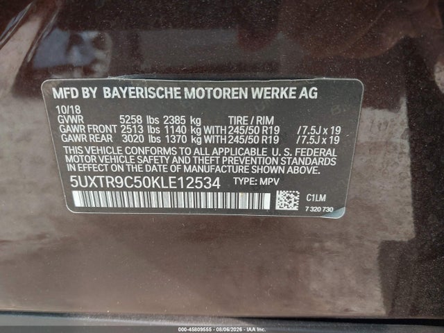 Продажа на аукционе авто 2019 Bmw X3 Xdrive30i, vin: 5UXTR9C50KLE12534, номер лота: 45809555
