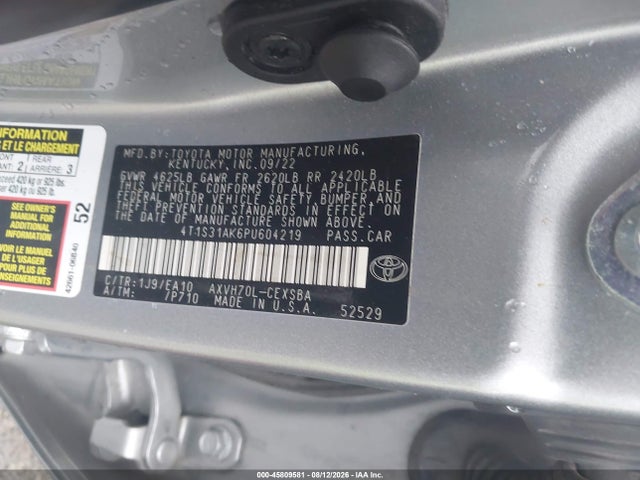 Aukcja sprzedaży 2023 Toyota Camry Se Hybrid, vin: 4T1S31AK6PU604219, numer aukcji: 45809581