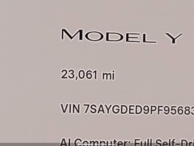 45809669 :رقم المزاد ، 7SAYGDED9PF956836 vin ، 2023 Tesla Model Y Rwd مزاد بيع