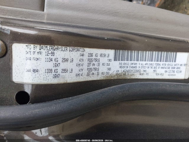 Продаж на аукціоні авто 2000 Jeep Grand Cherokee Laredo, vin: 1J4G248S3YC228052, номер лоту: 45809740