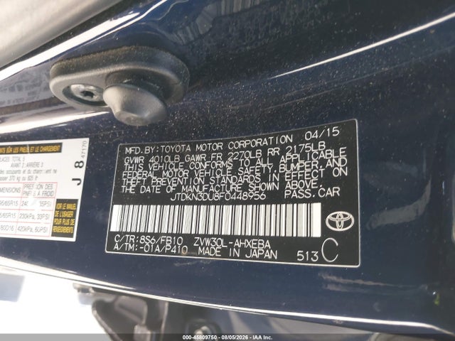Toyota Prius Three 2015 JTDKN3DU8F0448956 Image 9