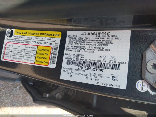 Продаж на аукціоні авто 2018 Ford Fusion Se, vin: 3FA6P0HD8JR285602, номер лоту: 45809833